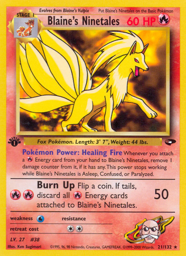 Blaine's Ninetales 21 Rare card from Gym Challenge