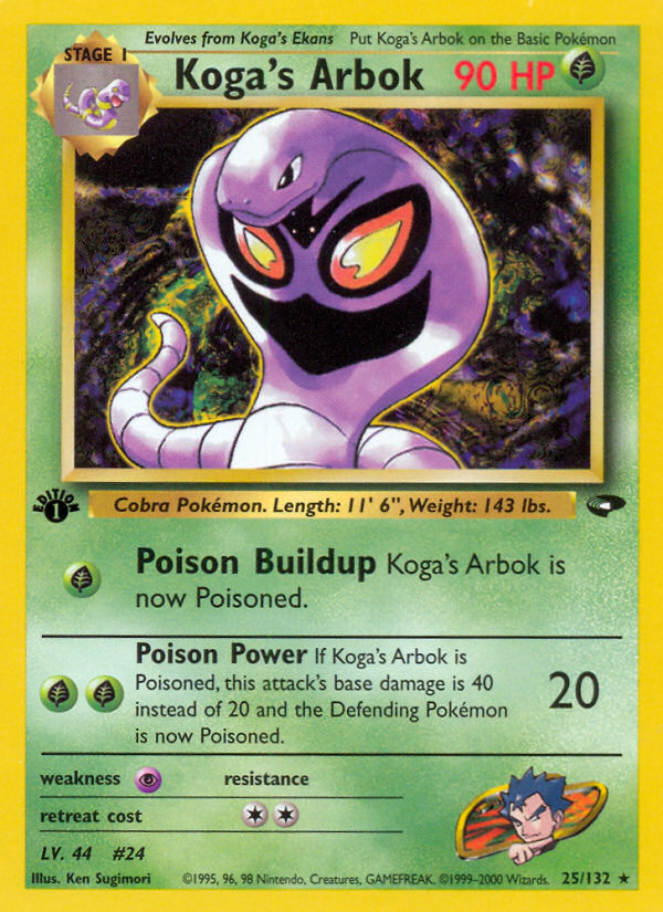Koga's Arbok 25/132 Rare card from Gym Challenge