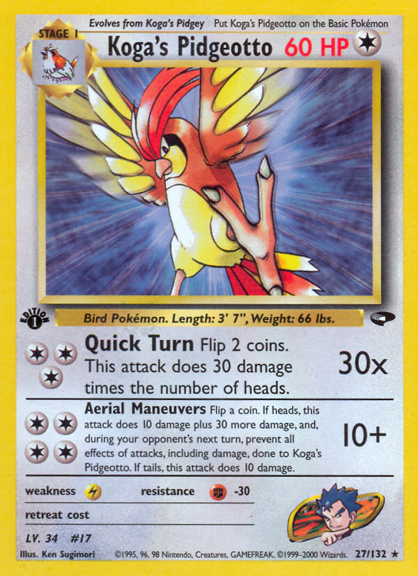 Koga's Pidgeotto 27 Rare card from Gym Challenge