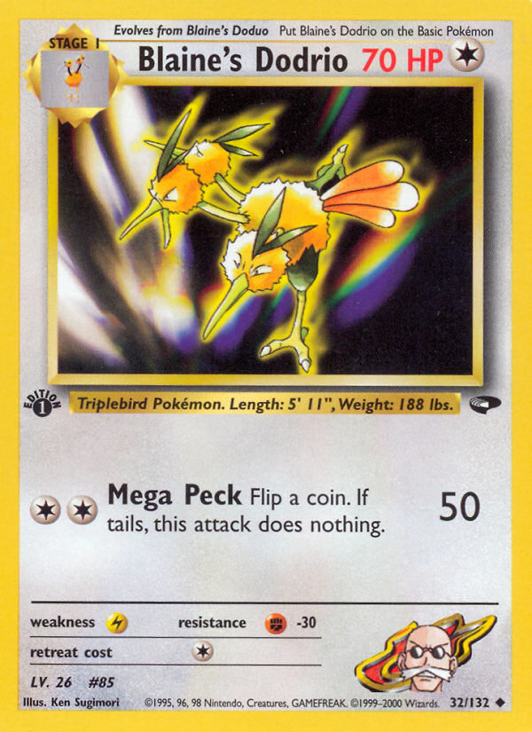 Blaine's Dodrio 32 Uncommon card from Gym Challenge