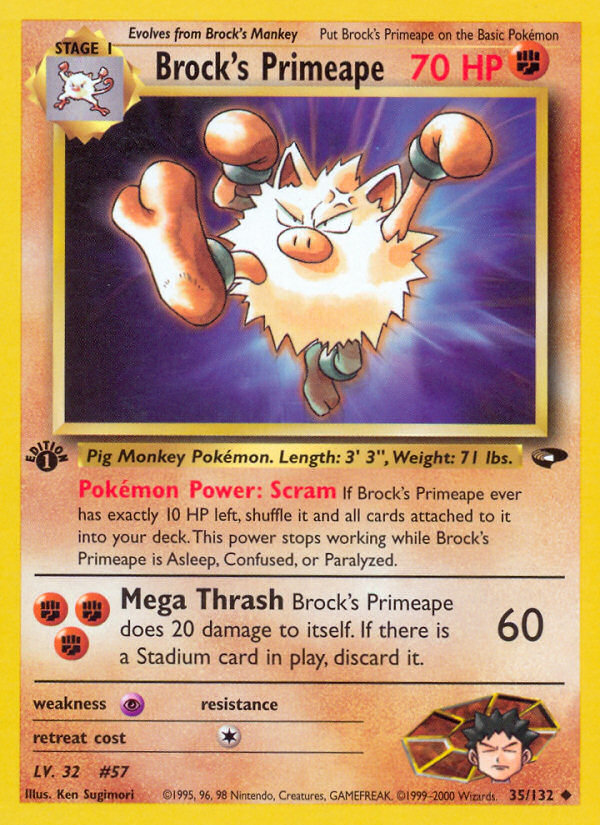 Brock's Primeape 35/132 Uncommon card from Gym Challenge