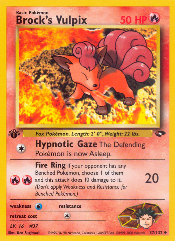 Brock's Vulpix 37 Uncommon card from Gym Challenge