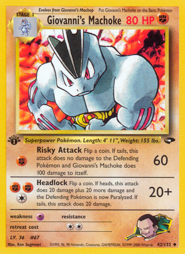 Giovanni's Machoke 42 Uncommon card from Gym Challenge