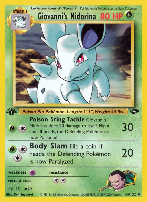 Giovanni's Nidorina 44 Uncommon card from Gym Challenge