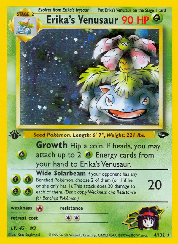 Erika's Venusaur 4 Rare Holo card from Gym Challenge
