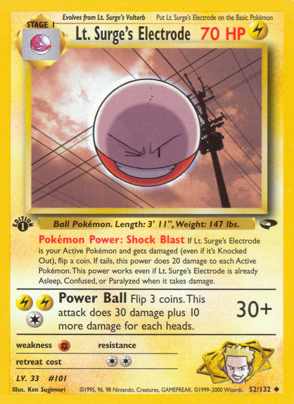 Lt. Surge's Electrode 52/132 Uncommon card from Gym Challenge