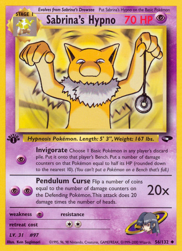 Sabrina's Hypno 56 Uncommon card from Gym Challenge