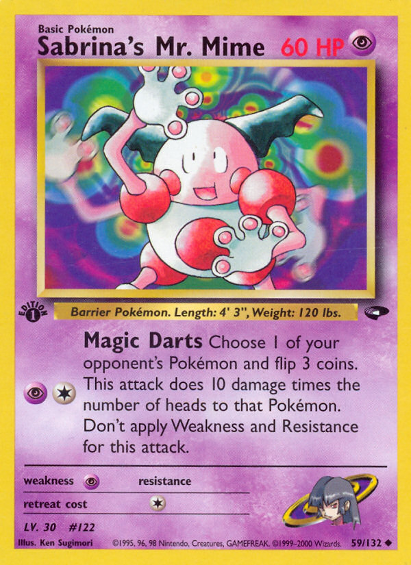 Sabrina's Mr. Mime 59 Uncommon card from Gym Challenge