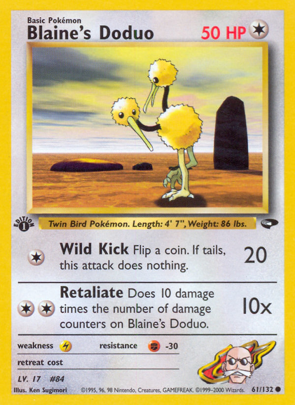 Blaine's Doduo 61 Common card from Gym Challenge