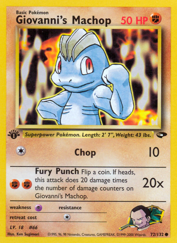 Giovanni's Machop 72 Common card from Gym Challenge