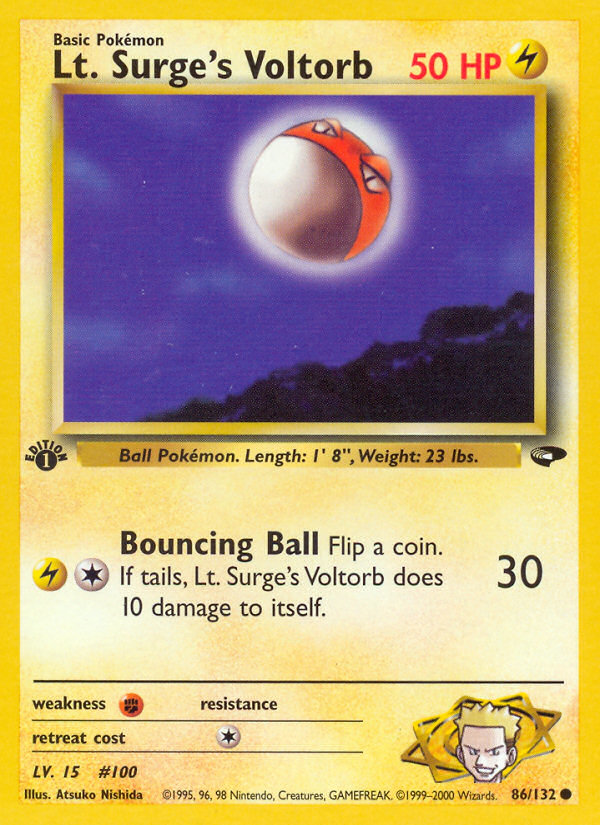 Lt. Surge's Voltorb 86 Common card from Gym Challenge