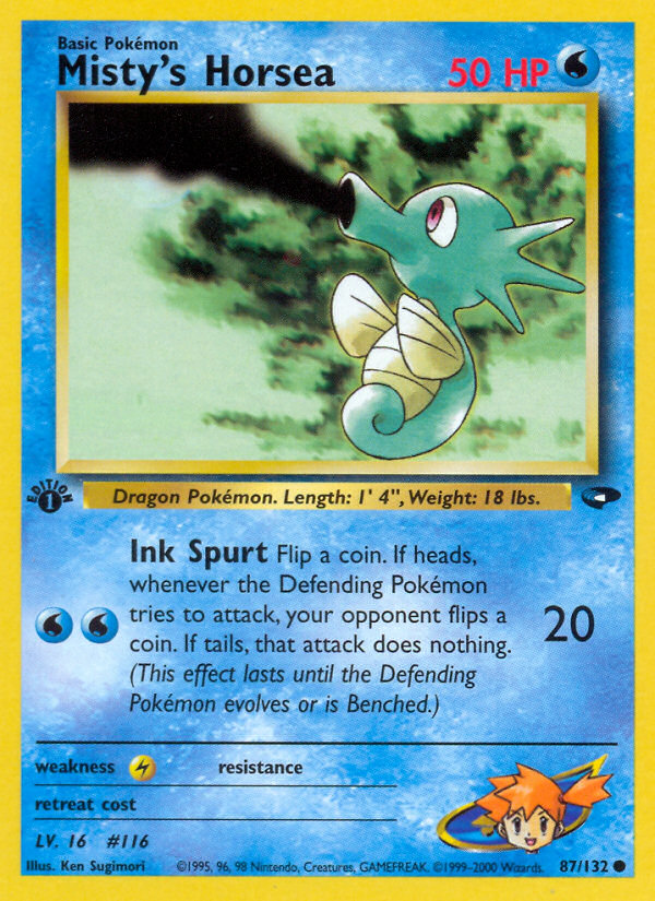 Misty's Horsea 87/132 Common card from Gym Challenge