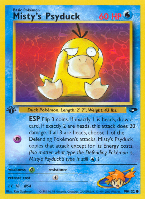 Misty's Psyduck 90 Common card from Gym Challenge