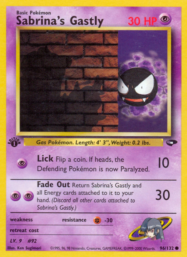 Sabrina's Gastly 96 Common card from Gym Challenge