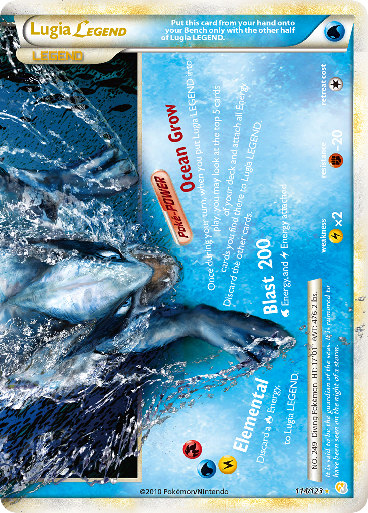 Lugia LEGEND 114 LEGEND card from HeartGold & SoulSilver