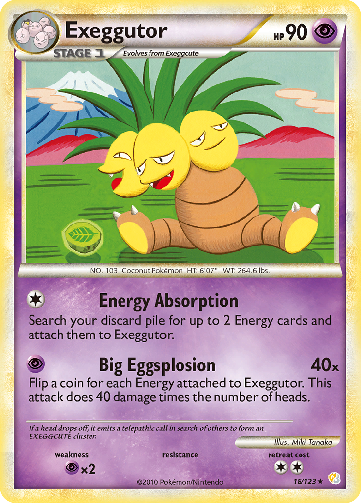 Exeggutor 18 Rare card from HeartGold & SoulSilver