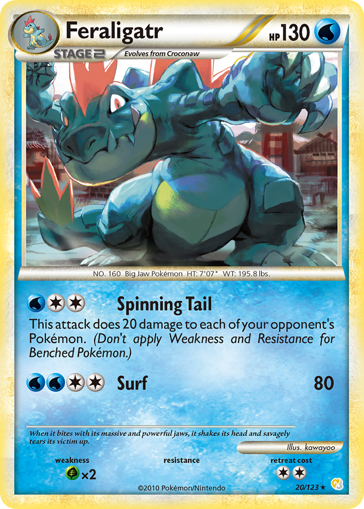 Feraligatr 20 Rare card from HeartGold & SoulSilver