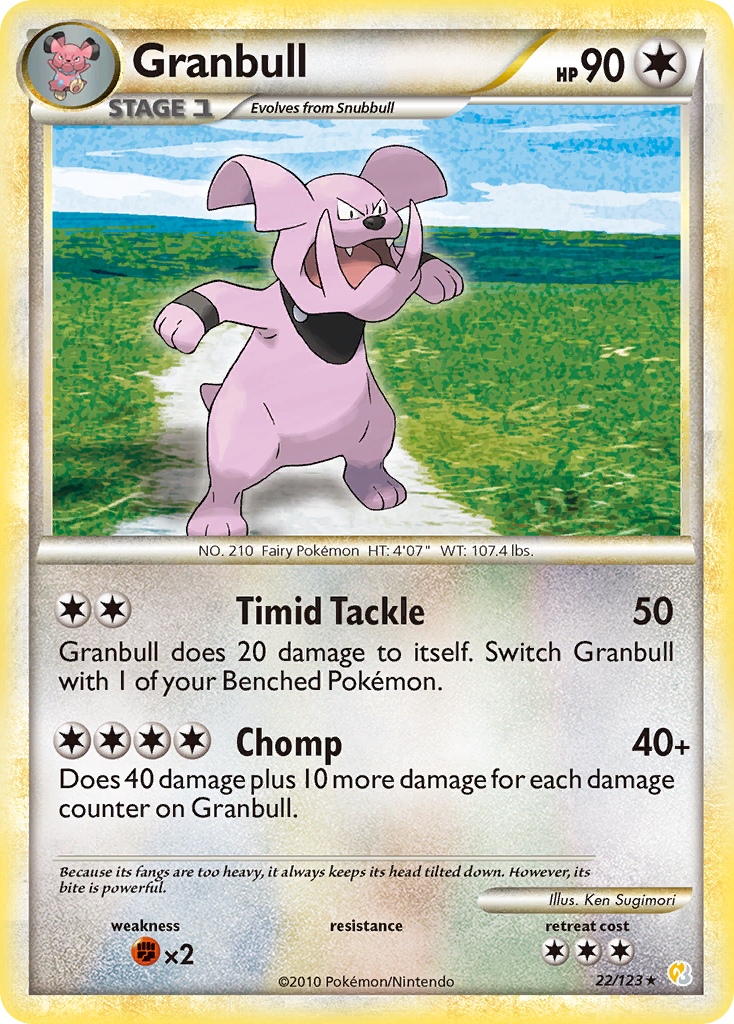 Granbull 22 Rare card from HeartGold & SoulSilver