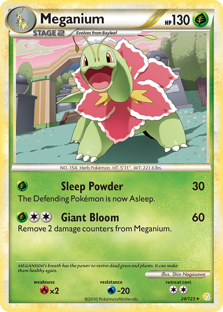 Meganium 26 Rare card from HeartGold & SoulSilver