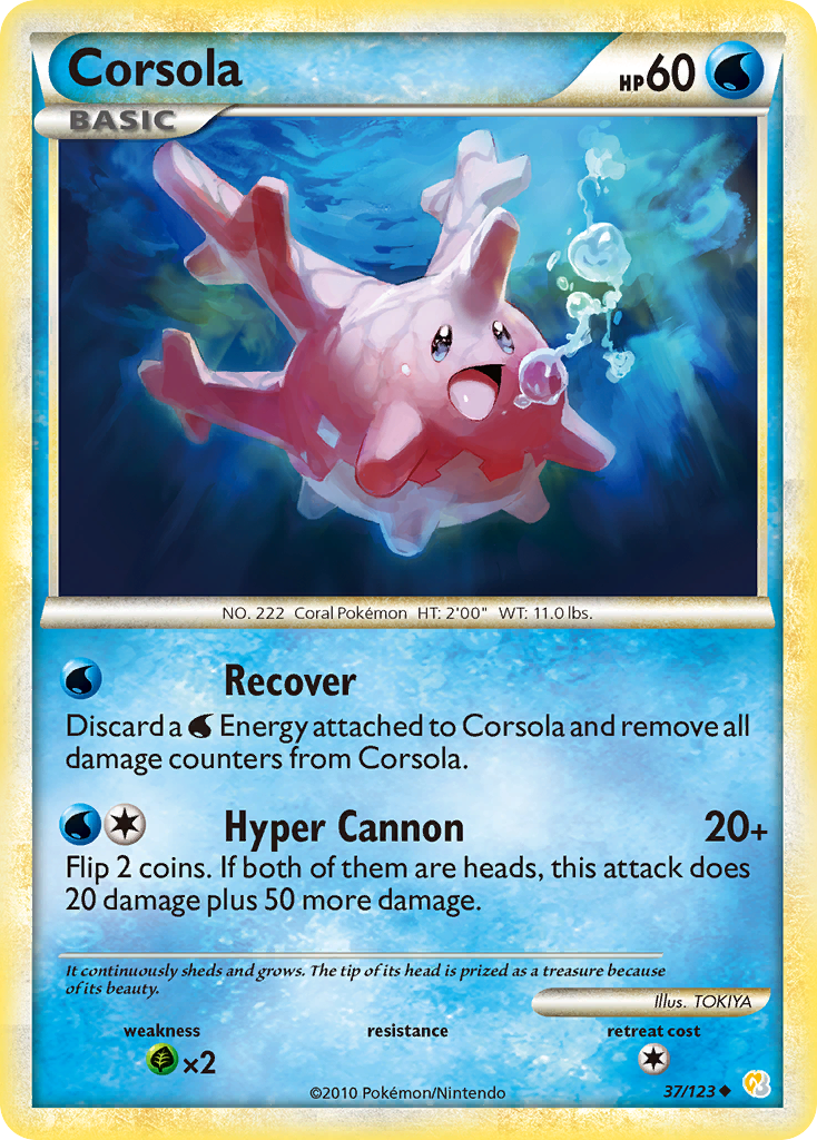 Corsola 37 Uncommon card from HeartGold & SoulSilver