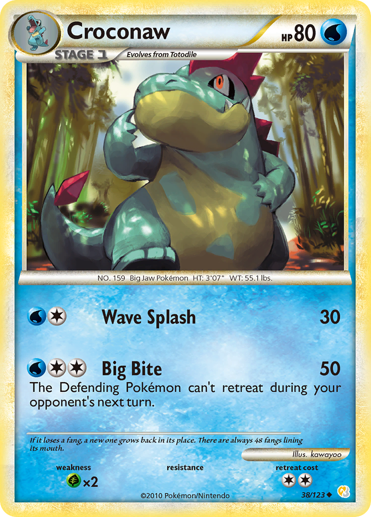 Croconaw 38 Uncommon card from HeartGold & SoulSilver