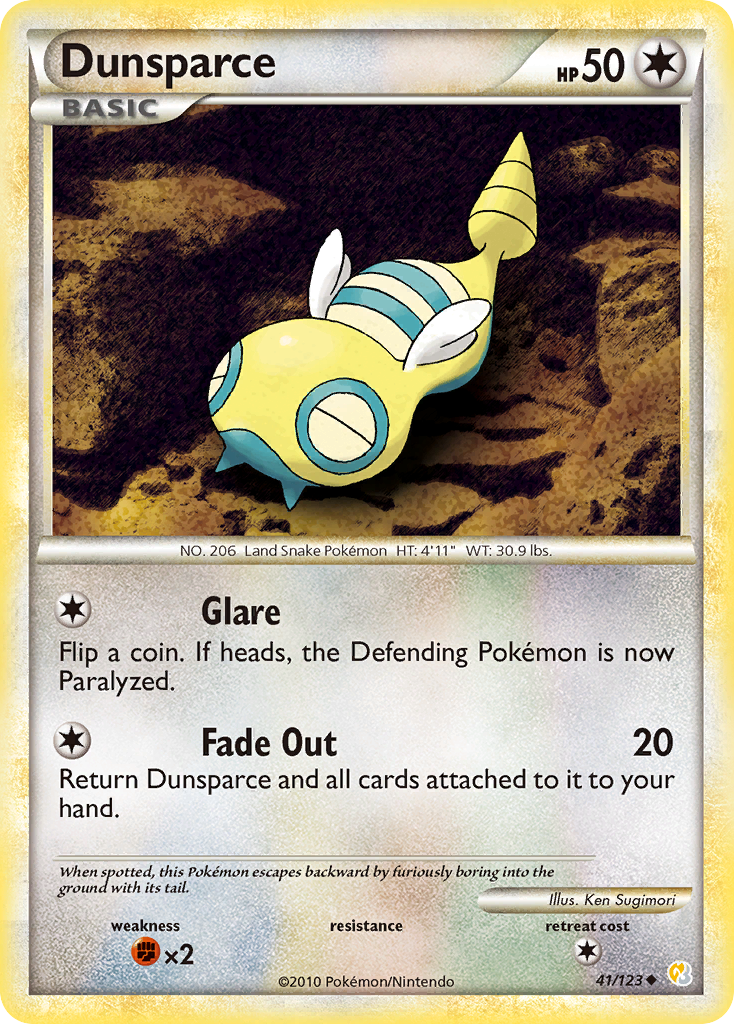 Dunsparce 41 Uncommon card from HeartGold & SoulSilver