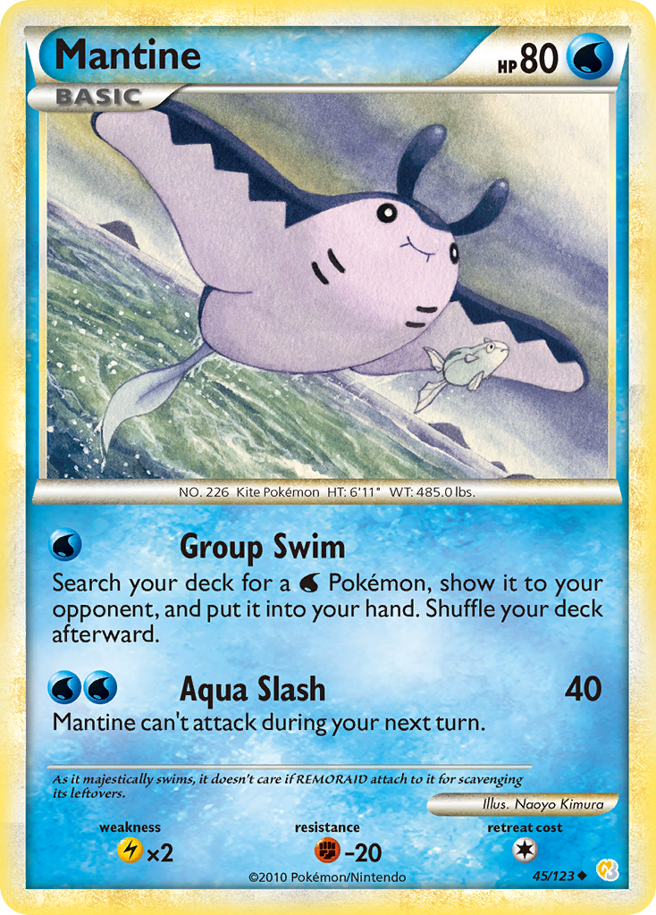Mantine 45 Uncommon card from HeartGold & SoulSilver