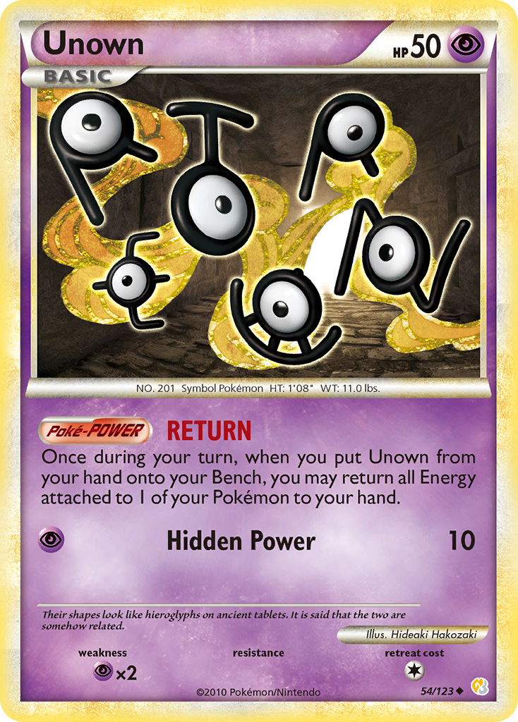 Unown 54 Uncommon card from HeartGold & SoulSilver