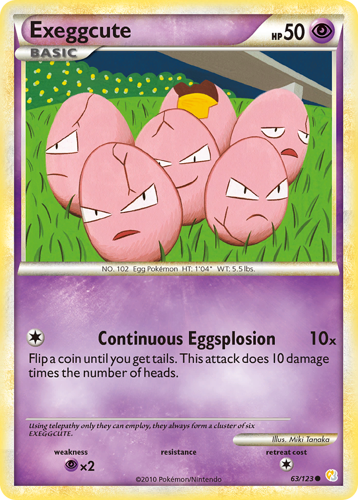 Exeggcute 63/123 Common card from HeartGold & SoulSilver