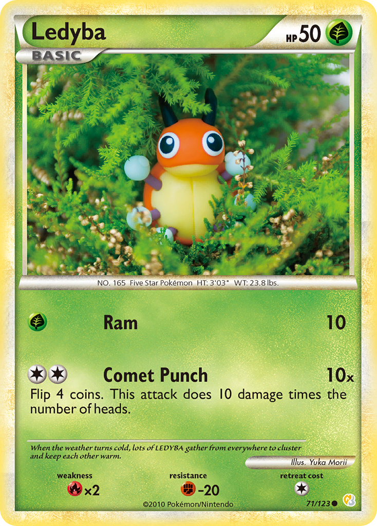 Ledyba 71 Common card from HeartGold & SoulSilver