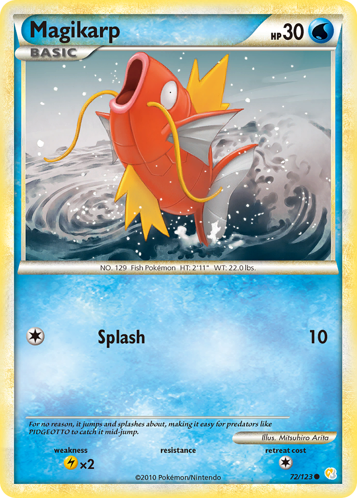 Magikarp 72 Common card from HeartGold & SoulSilver