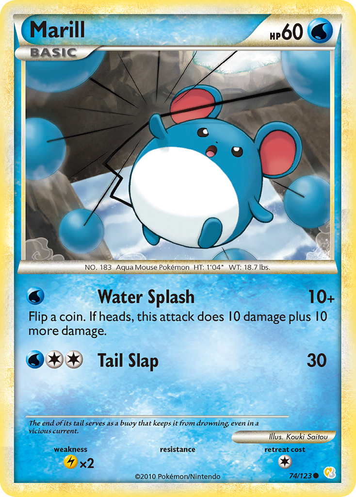 Marill 74 Common card from HeartGold & SoulSilver