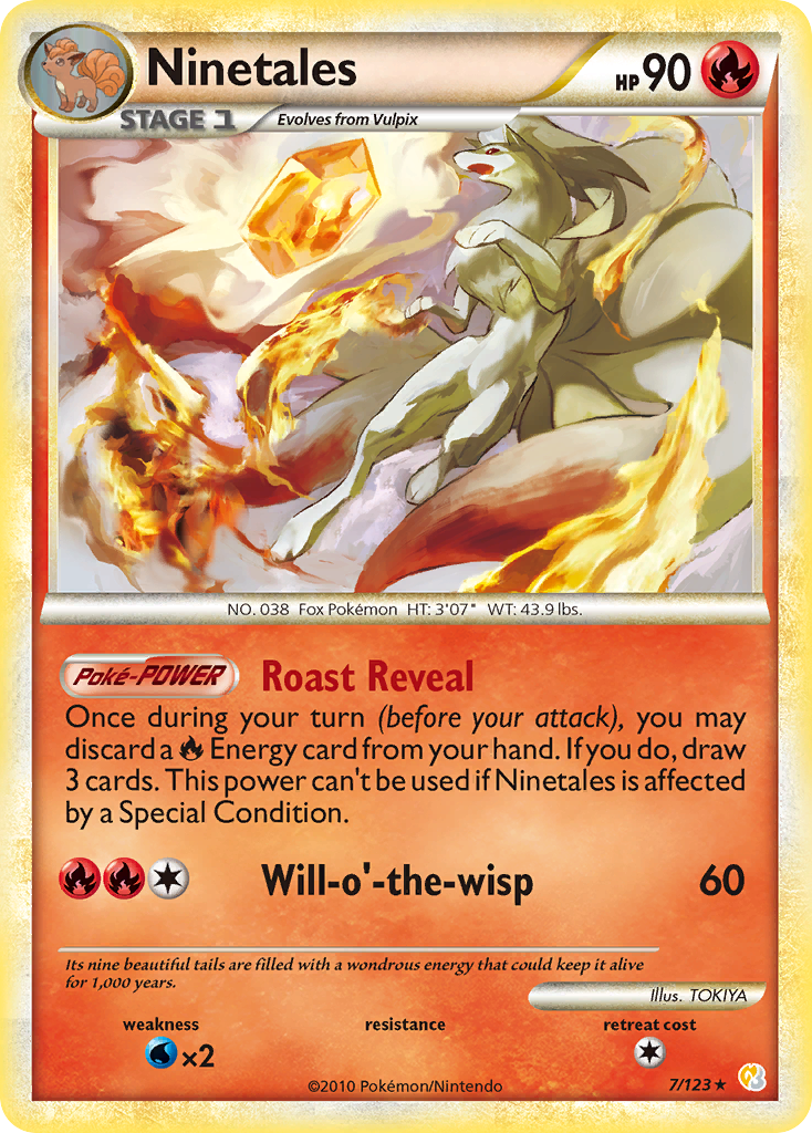 Ninetales 7 Rare Holo card from HeartGold & SoulSilver