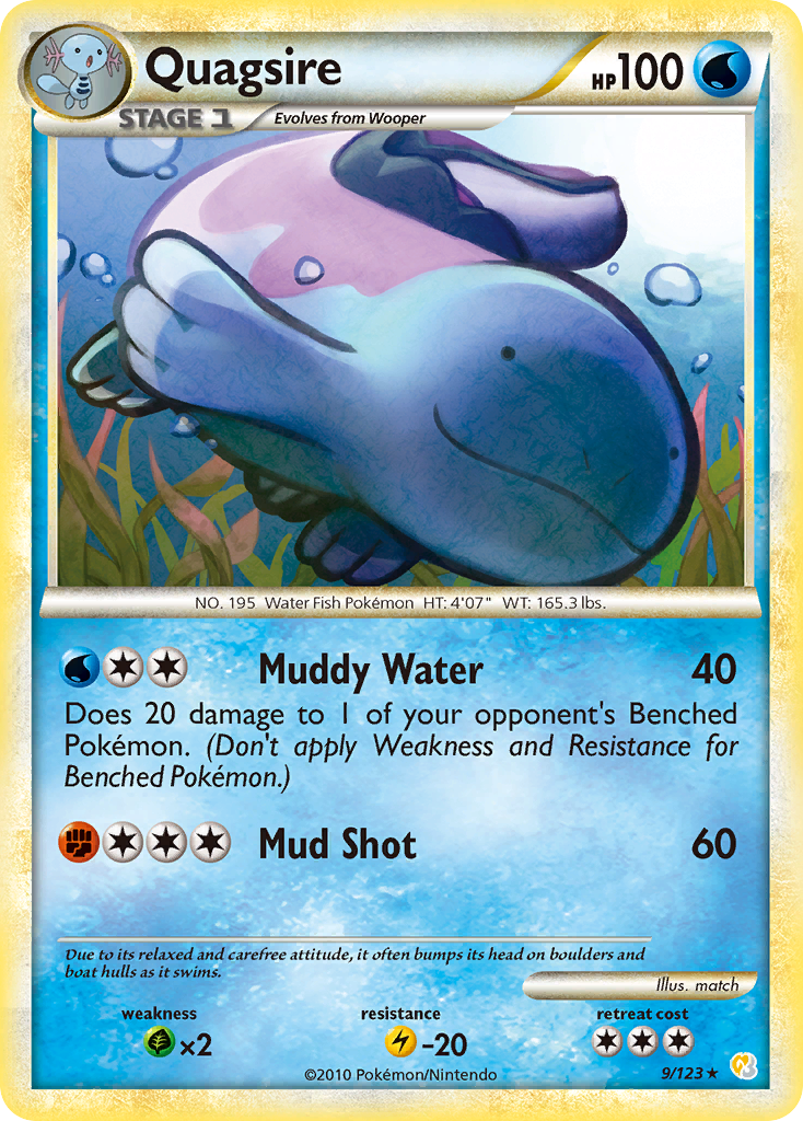 Quagsire 9 Rare Holo card from HeartGold & SoulSilver