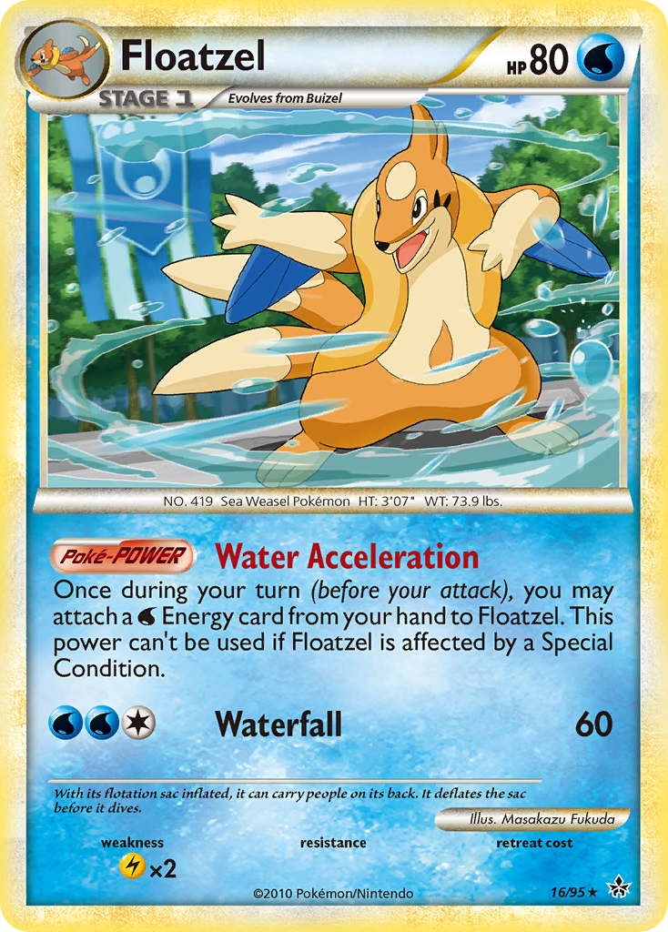 Floatzel 16/95 Rare card from HS—Unleashed