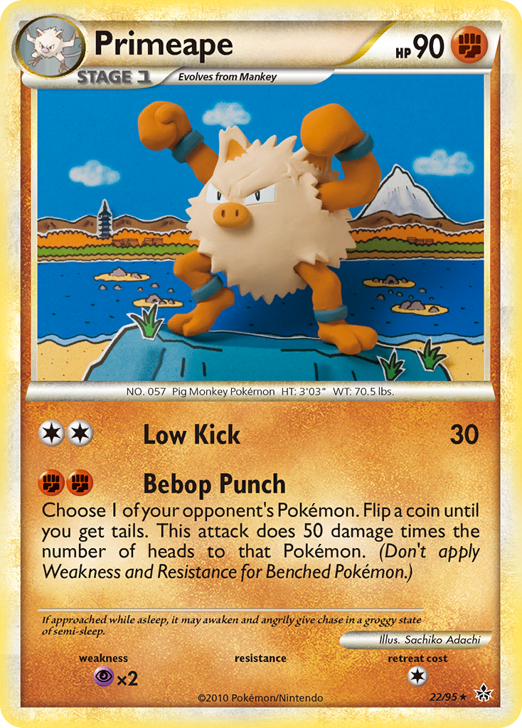 Primeape 22/95 Rare card from HS—Unleashed