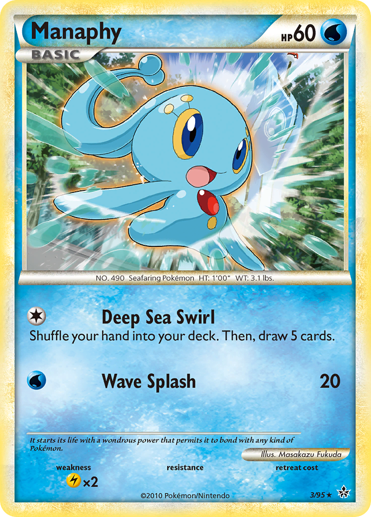Manaphy 3 Rare Holo card from HS—Unleashed