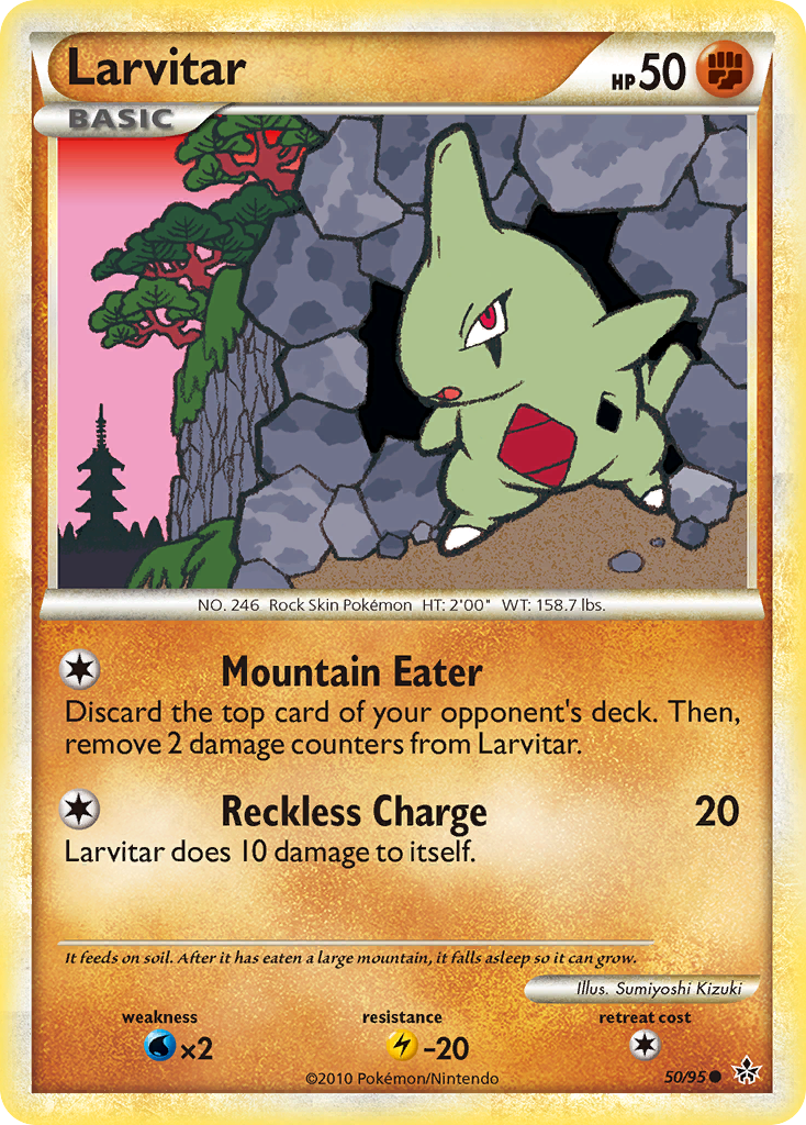 Larvitar 50/95 Common card from HS—Unleashed