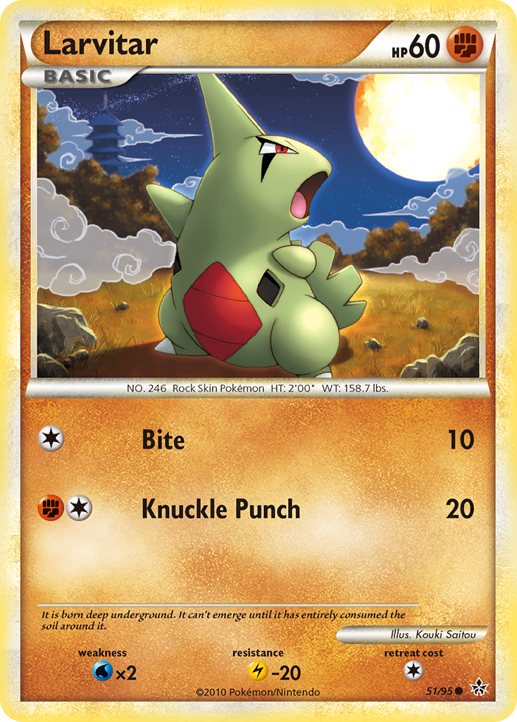 Larvitar 51 Common card from HS—Unleashed
