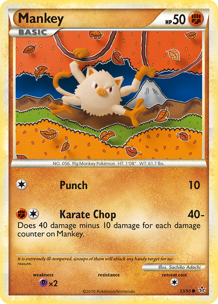 Mankey 53/95 Common card from HS—Unleashed