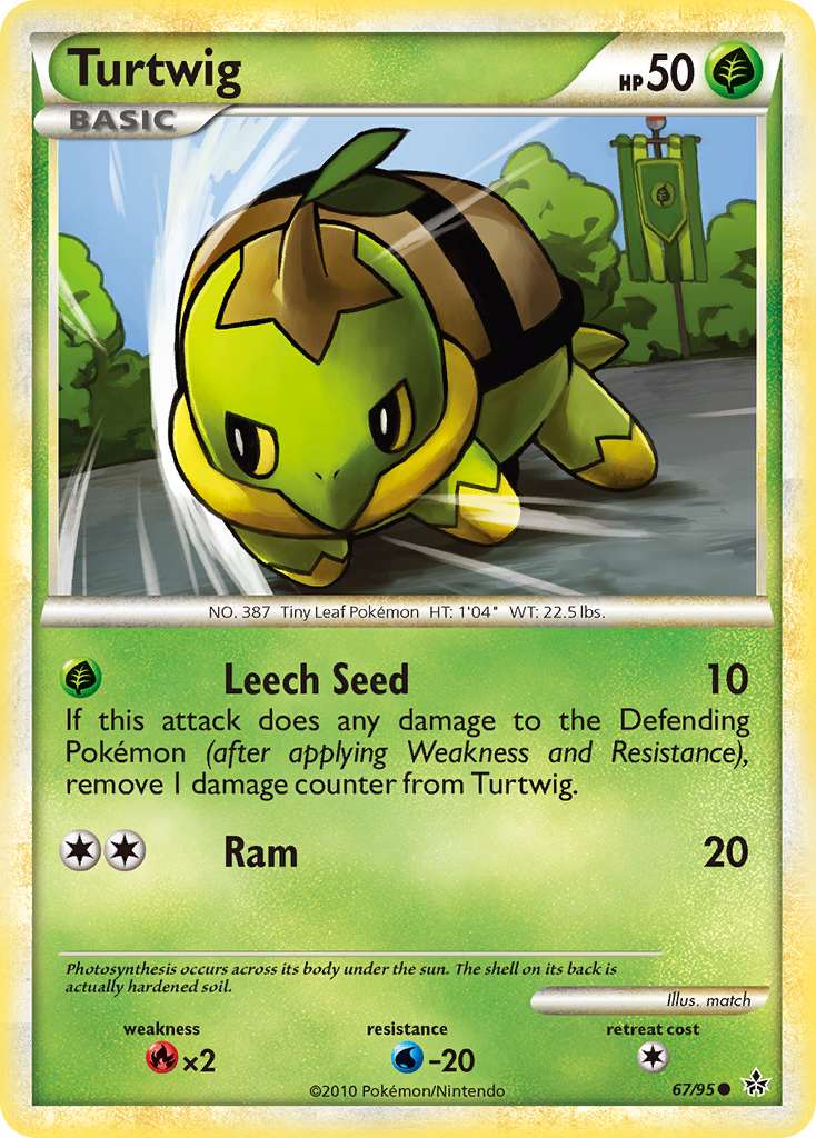 Turtwig 67 Common card from HS—Unleashed