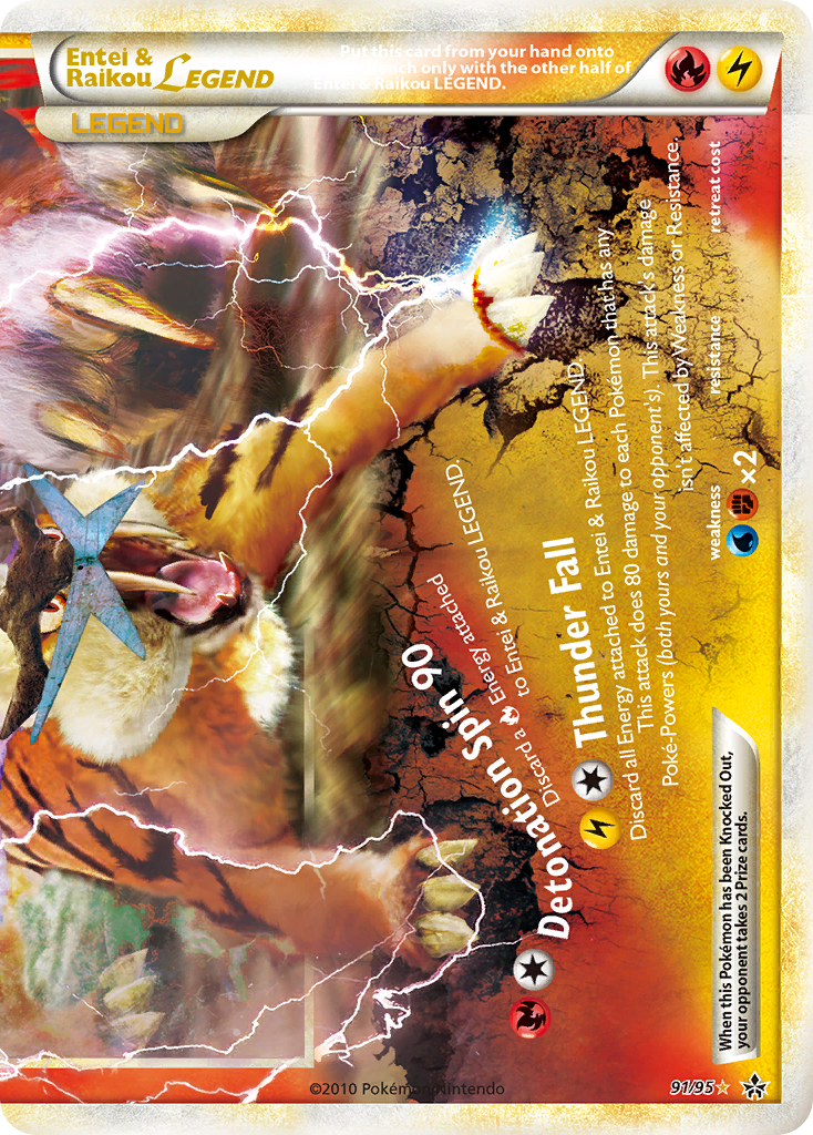 Entei & Raikou LEGEND 91 LEGEND card from HS—Unleashed