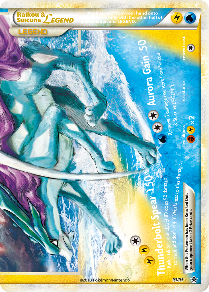 Raikou & Suicune LEGEND 93/95 LEGEND card from HS—Unleashed