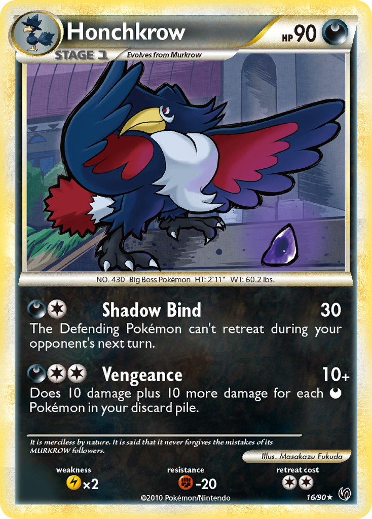Honchkrow 16 Rare card from HS—Undaunted
