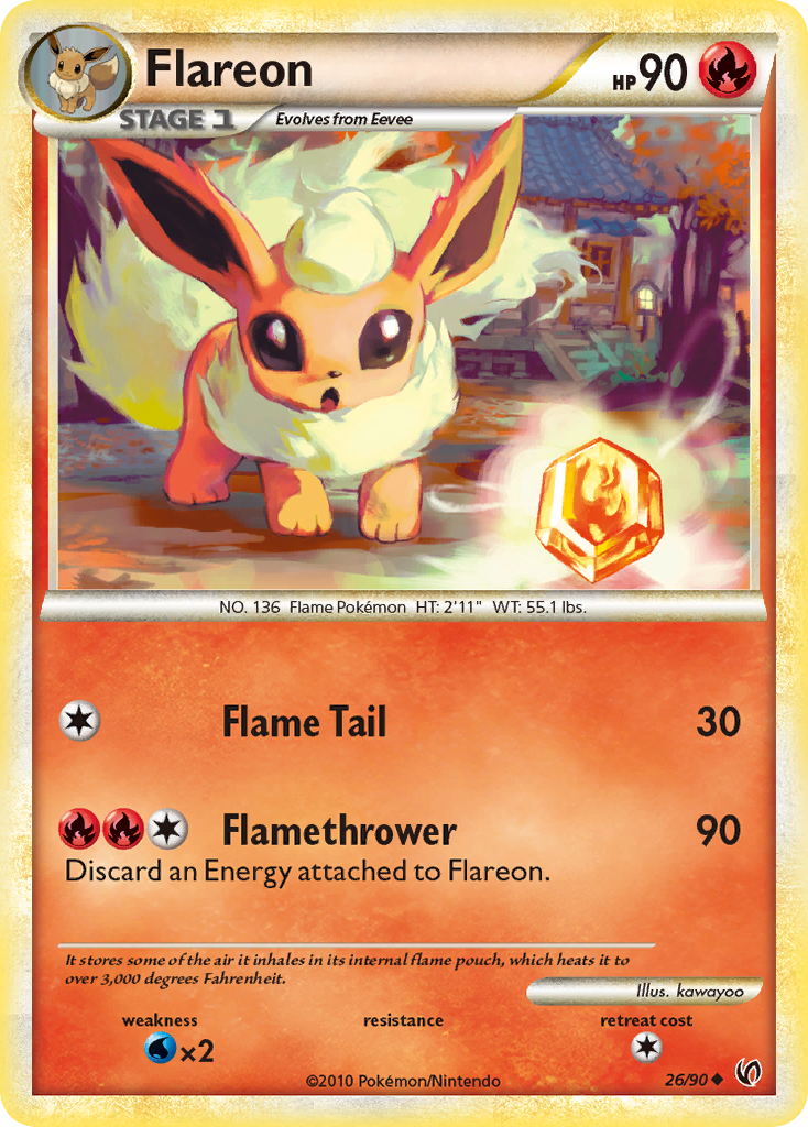Flareon 26/90 Uncommon card from HS—Undaunted