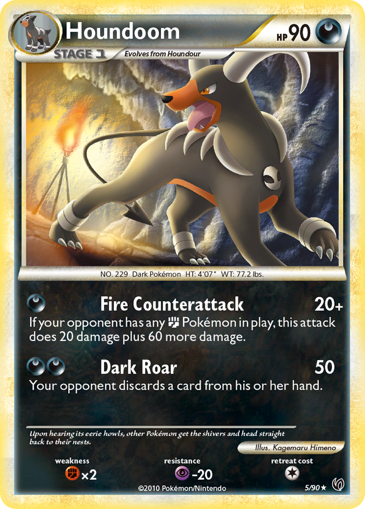 Houndoom 5 Rare Holo card from HS—Undaunted