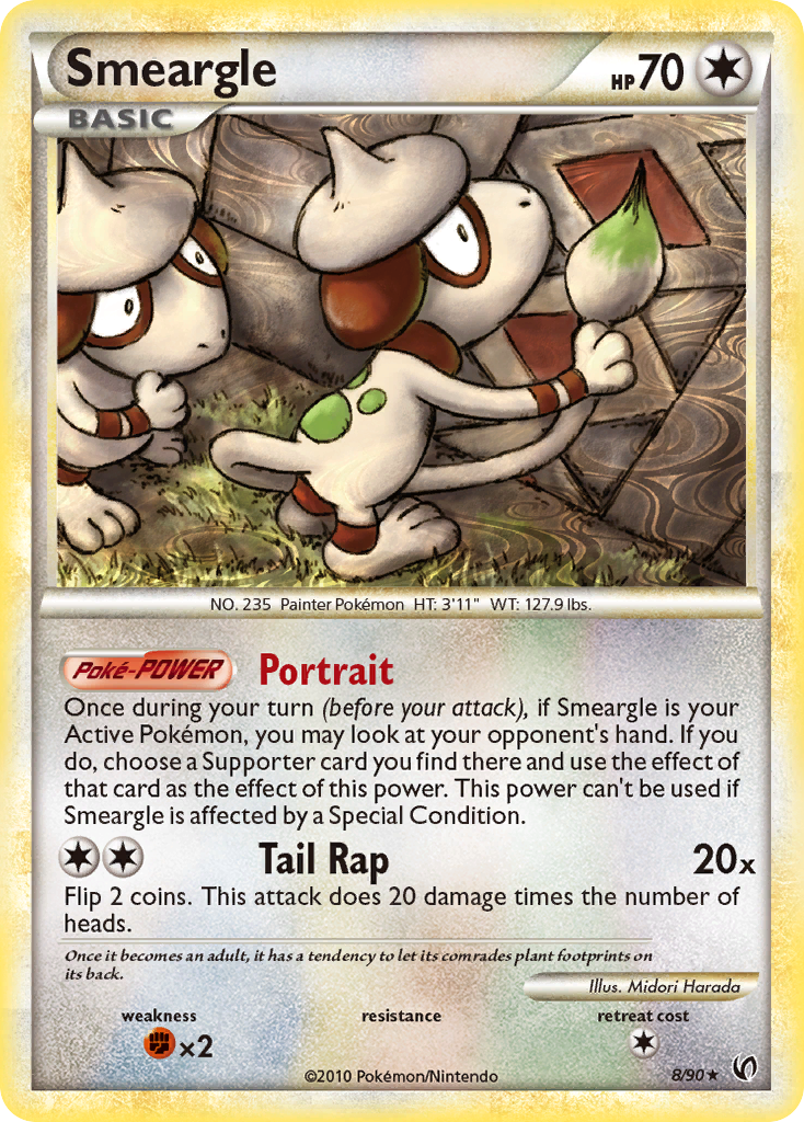 Smeargle 8 Rare Holo card from HS—Undaunted