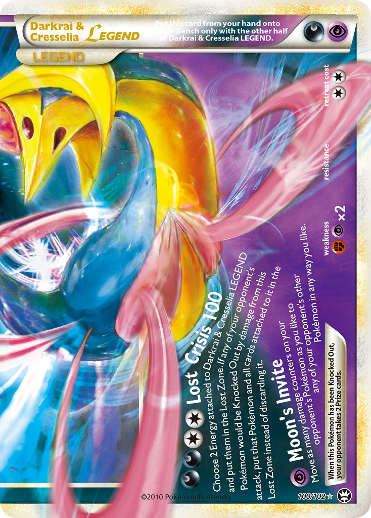 Darkrai & Cresselia LEGEND 100 LEGEND card from HS—Triumphant