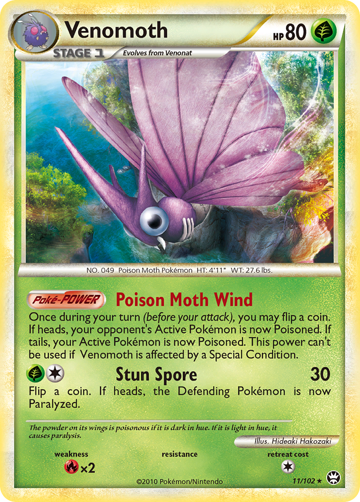 Venomoth 11 Rare Holo card from HS—Triumphant