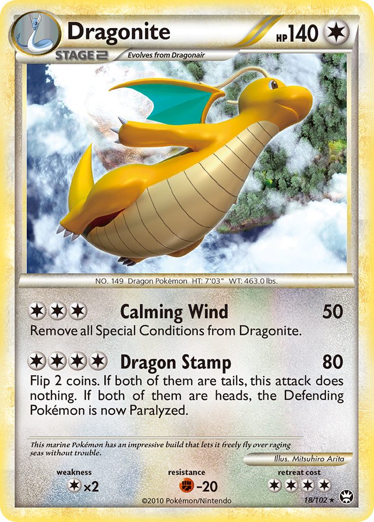 Dragonite 18 Rare card from HS—Triumphant